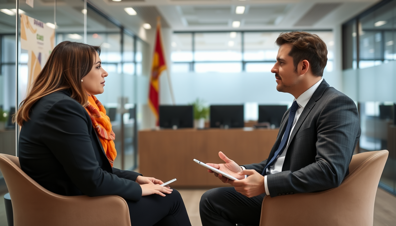 Entrevista de trabajo en oficina española