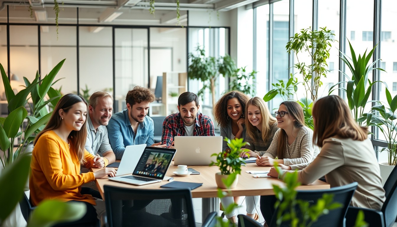 Equipo de profesionales IT reunidos en una oficina moderna