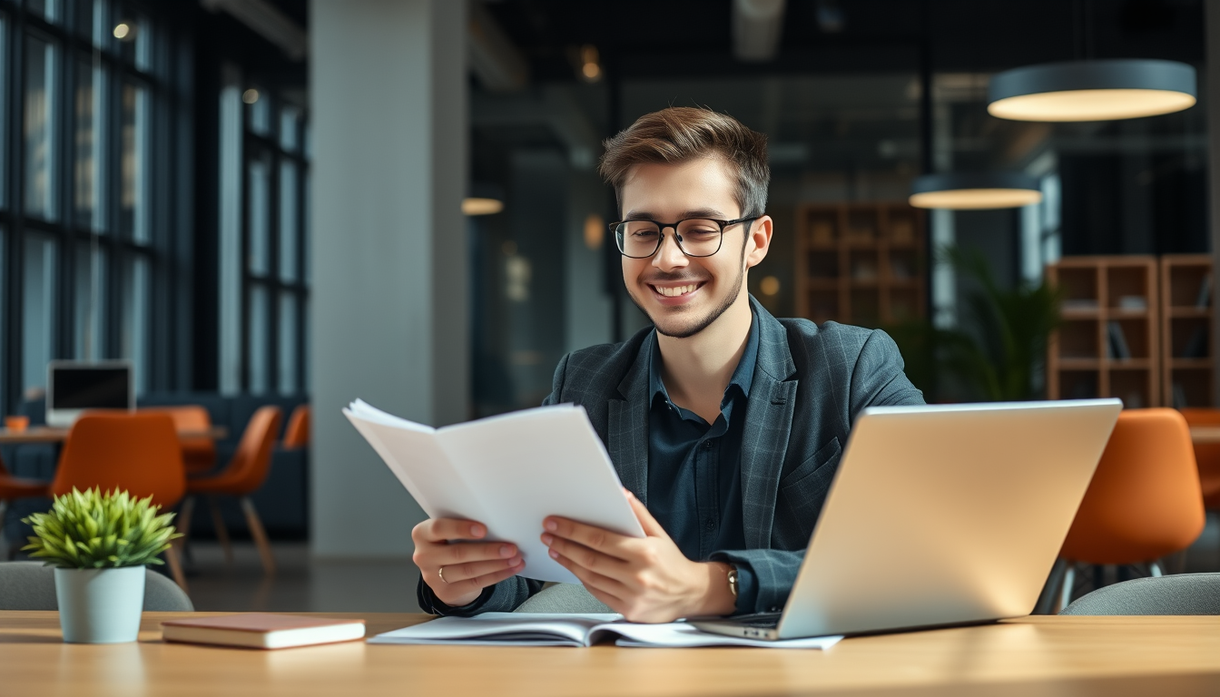 Profesional preparando una entrevista de trabajo