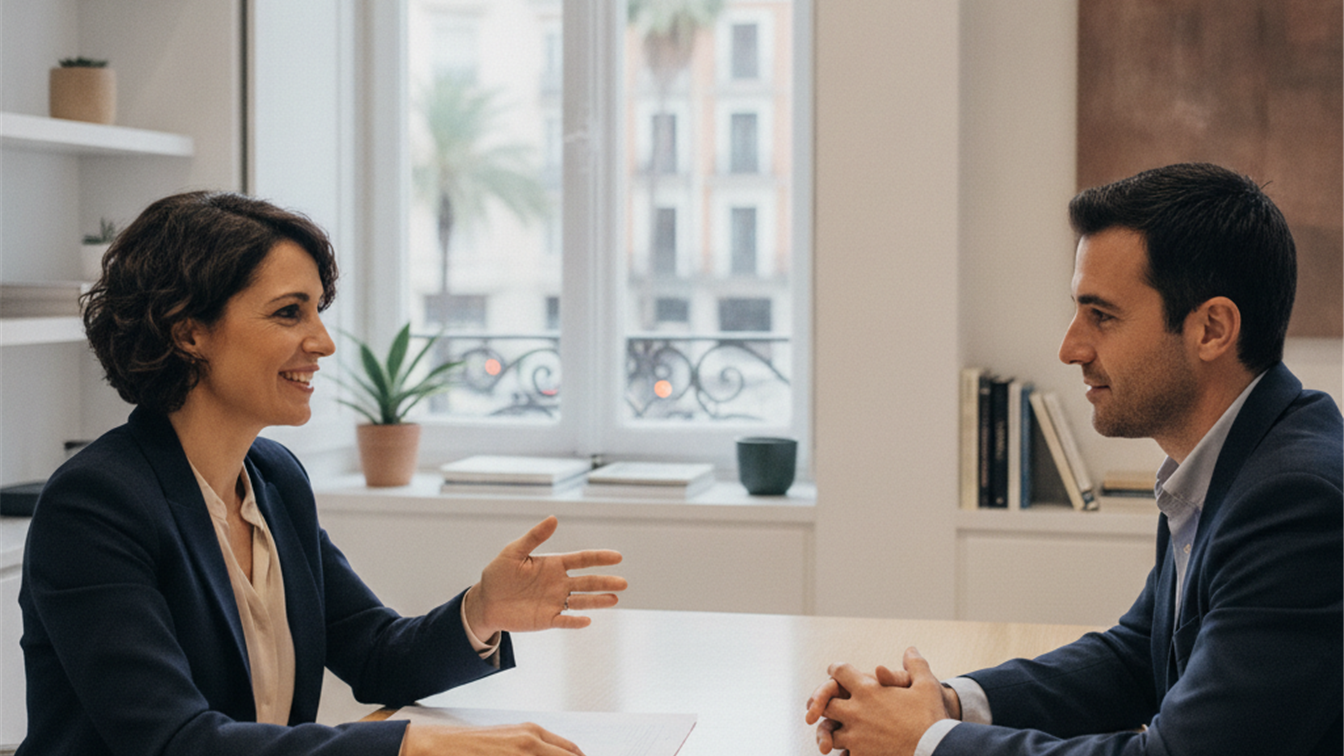 Entrevista de trabajo profesional en oficina española