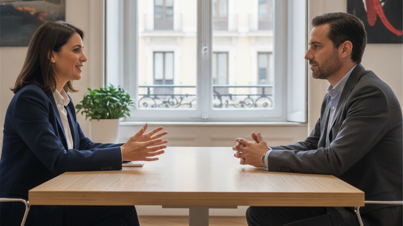 Entrevista de trabajo profesional en oficina española