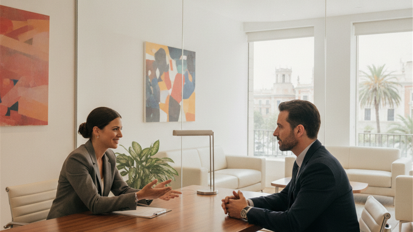 Entrevista de trabajo en oficina española