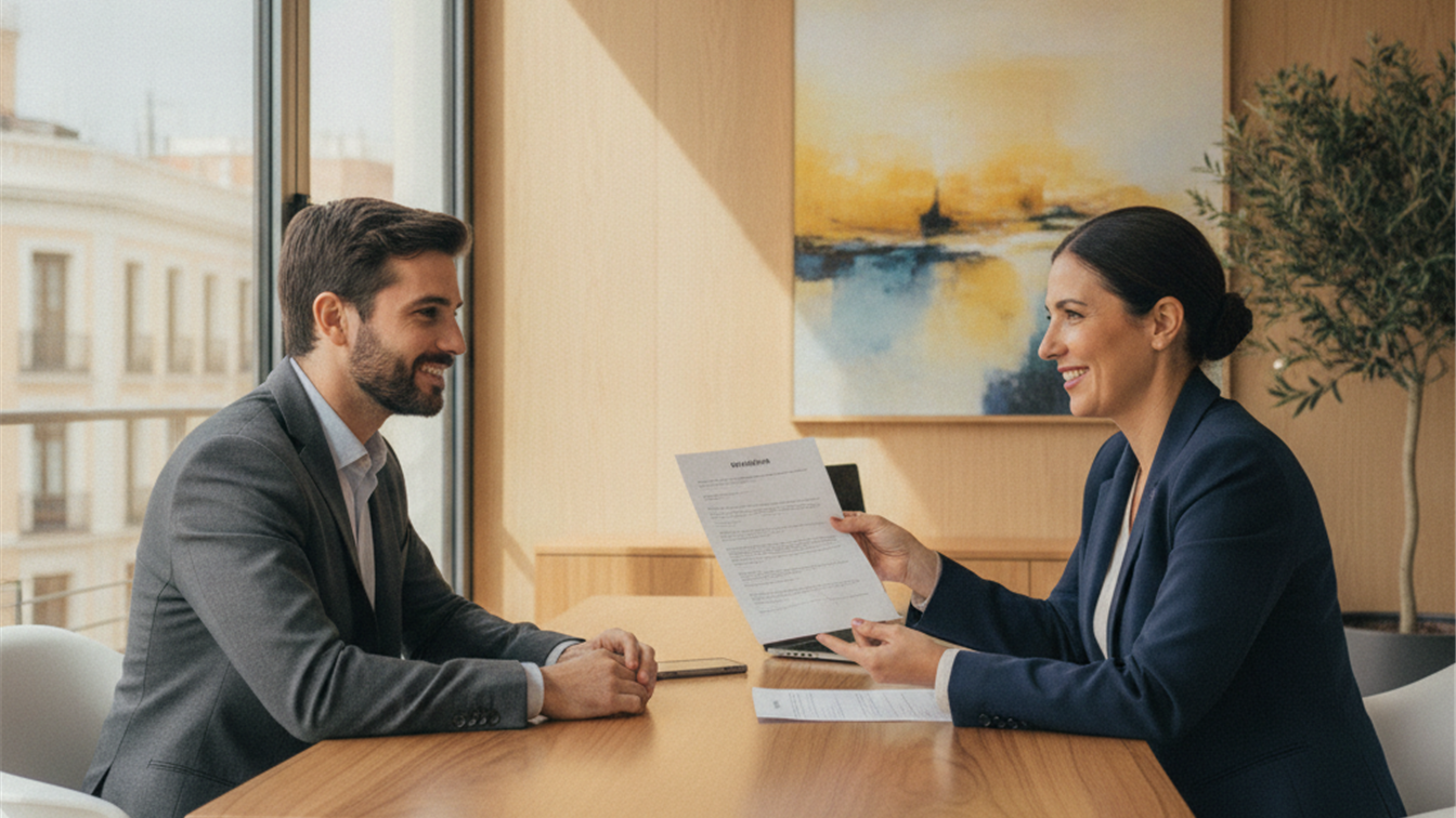 Entrevista de trabajo profesional en oficina española