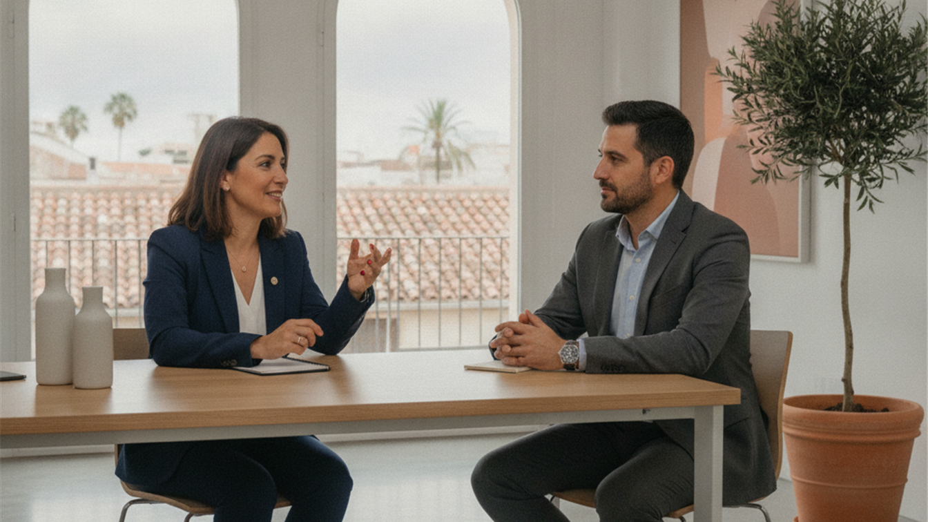 Entrevista de trabajo profesional en oficina española