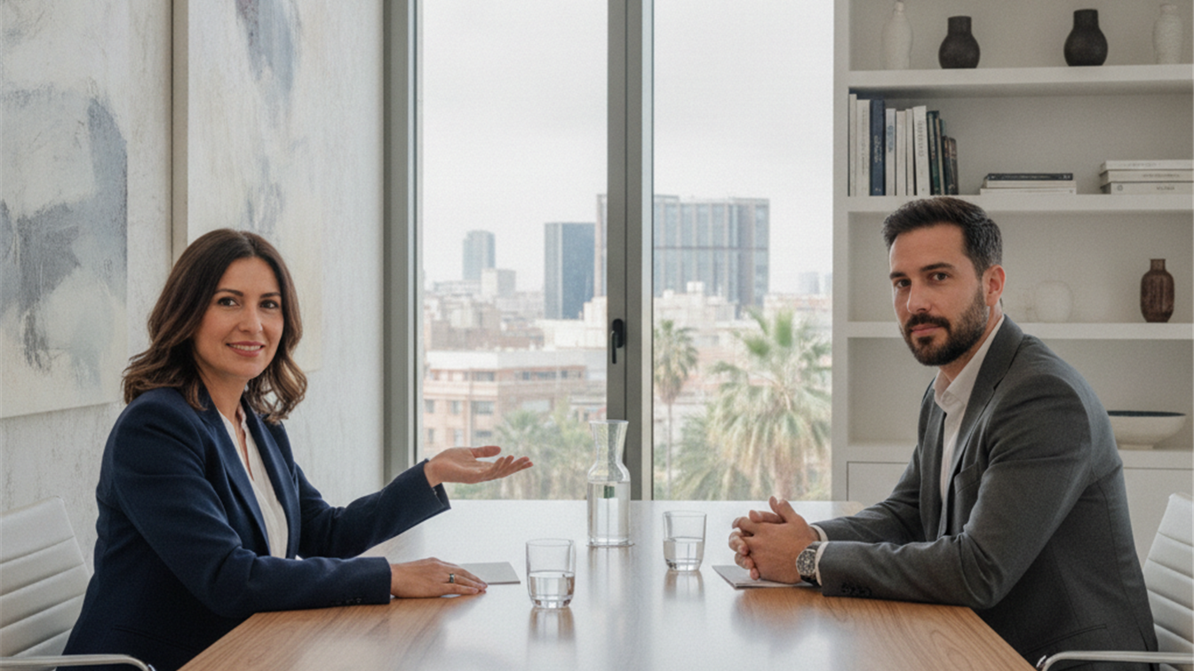 Entrevista de trabajo profesional en oficina española