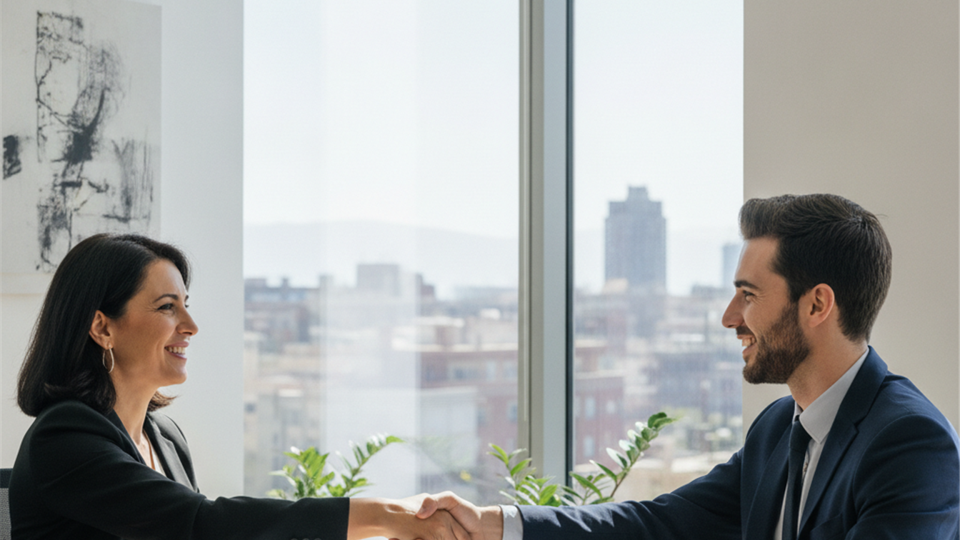 entrevista de trabajo en oficina en España