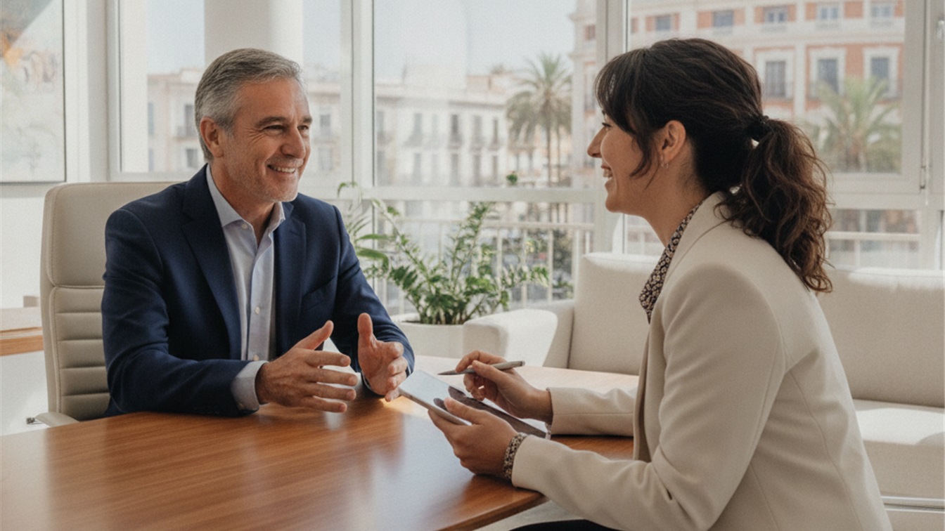 Profesionales de distintas edades en una sesion de formacion en una oficina en Espana