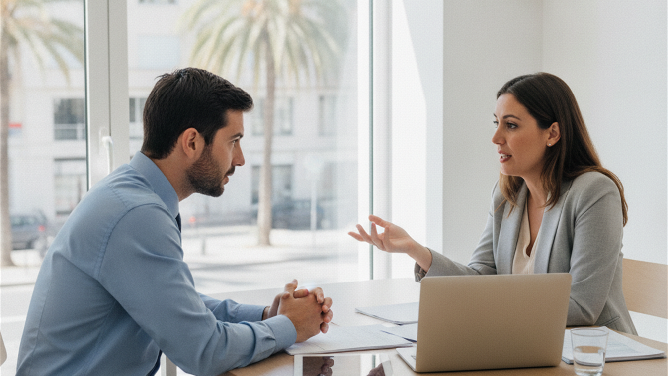 Entrevista de trabajo cara a cara en oficina