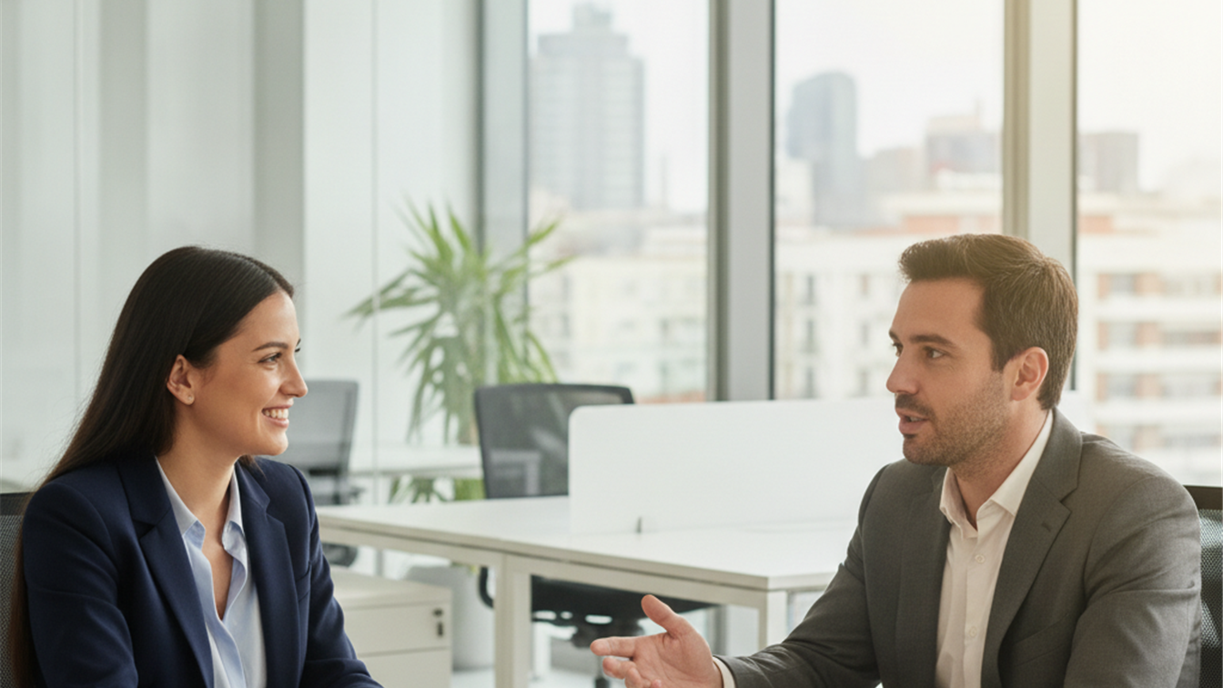 Entrevista de trabajo en oficina en España