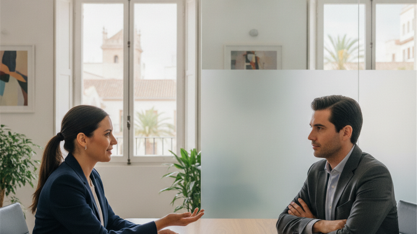 Entrevista de trabajo profesional en oficina española