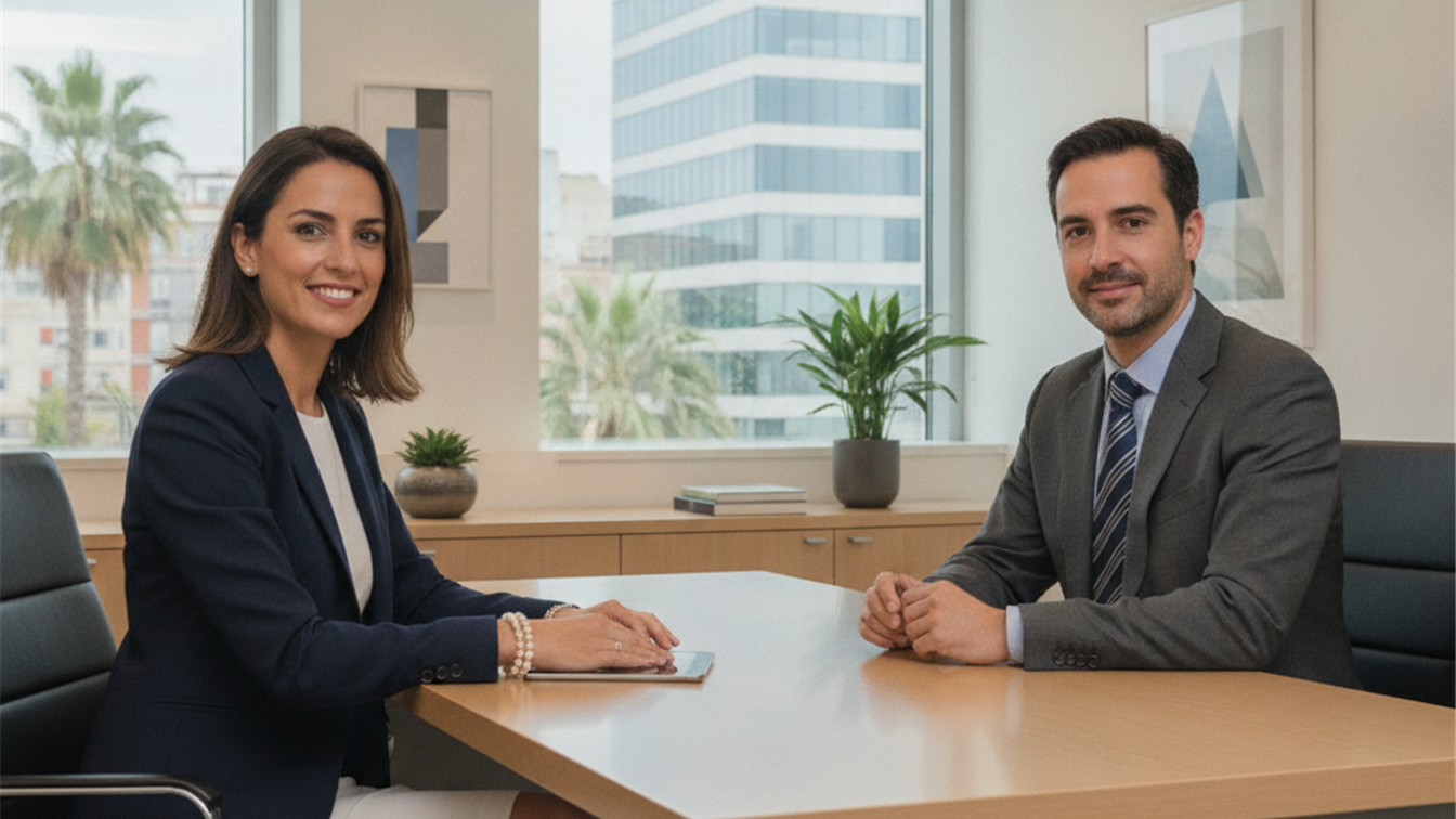 Entrevista de trabajo profesional en oficina española