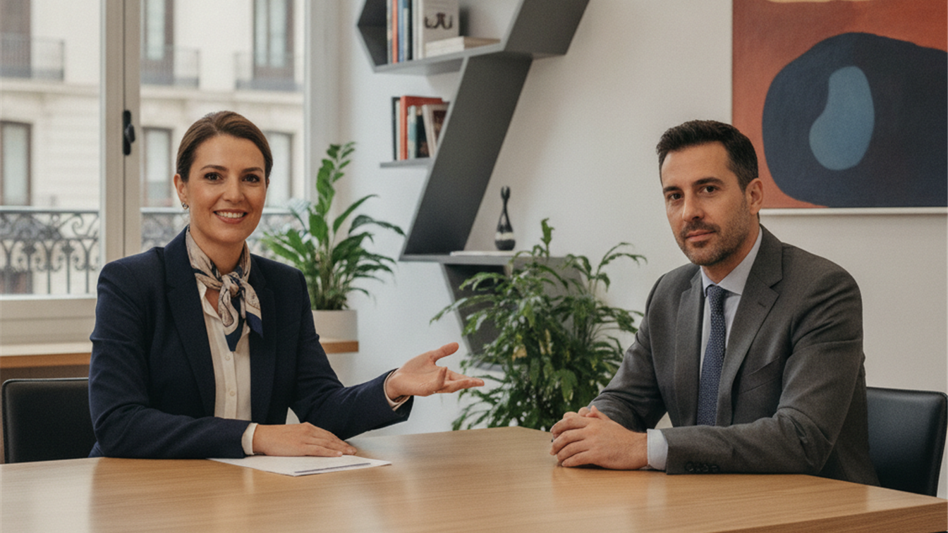 Entrevista de trabajo profesional en oficina española