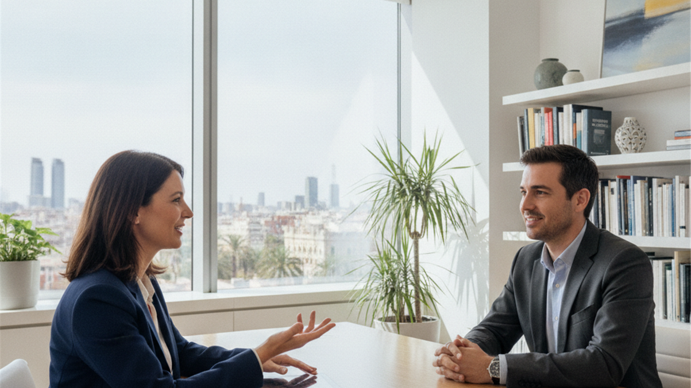 Entrevista de trabajo profesional en oficina española