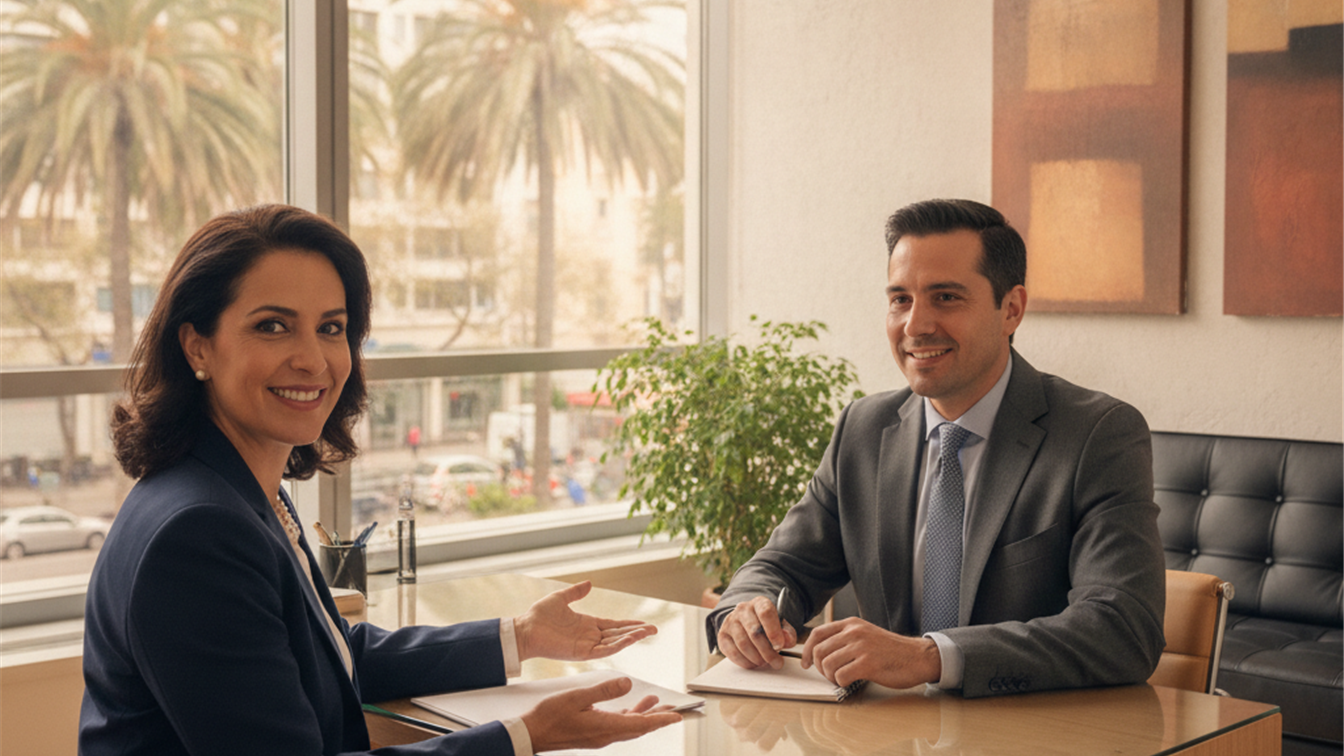 Entrevista de trabajo en oficina moderna en España