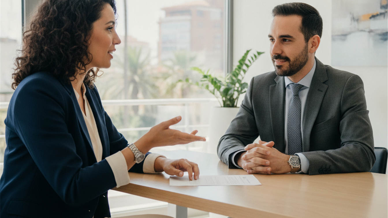 Candidatos en entrevista de trabajo en España