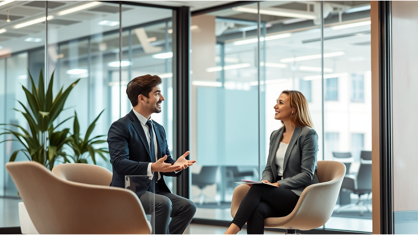 Entrevista de trabajo profesional en oficina espanola