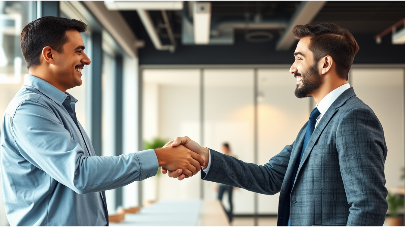 Profesional espanol celebrando nuevo empleo