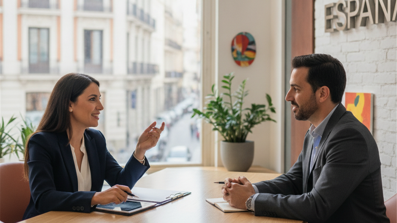 Entrevista de trabajo profesional en oficina española