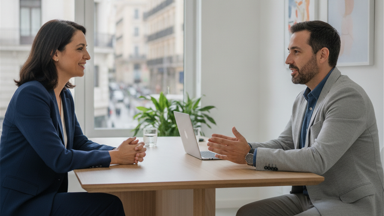 Entrevista de trabajo profesional en oficina española