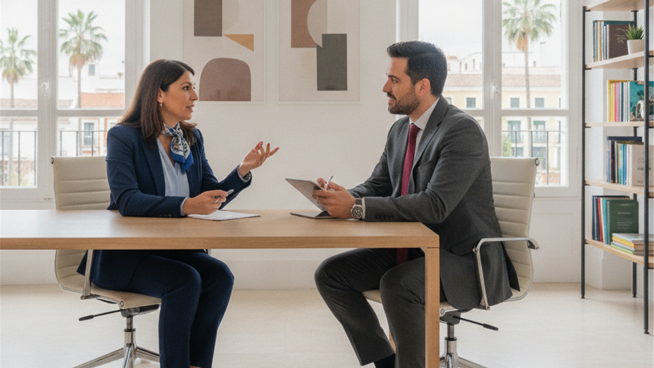 Entrevista de trabajo profesional en oficina española