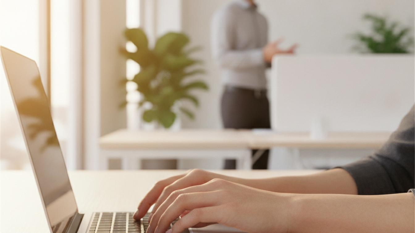 Persona optimizando su perfil profesional en el ordenador