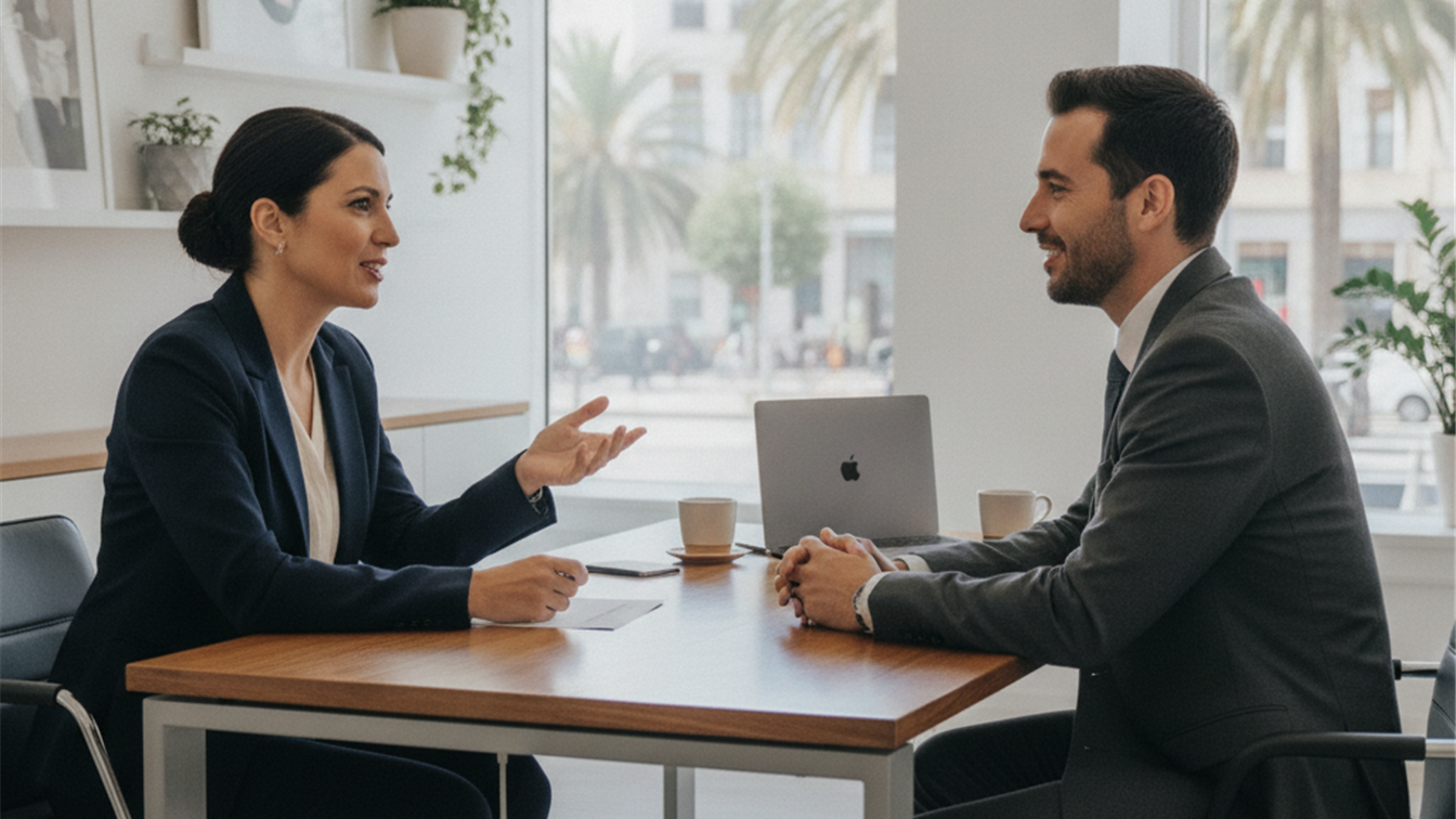 Entrevista de trabajo profesional en oficina española