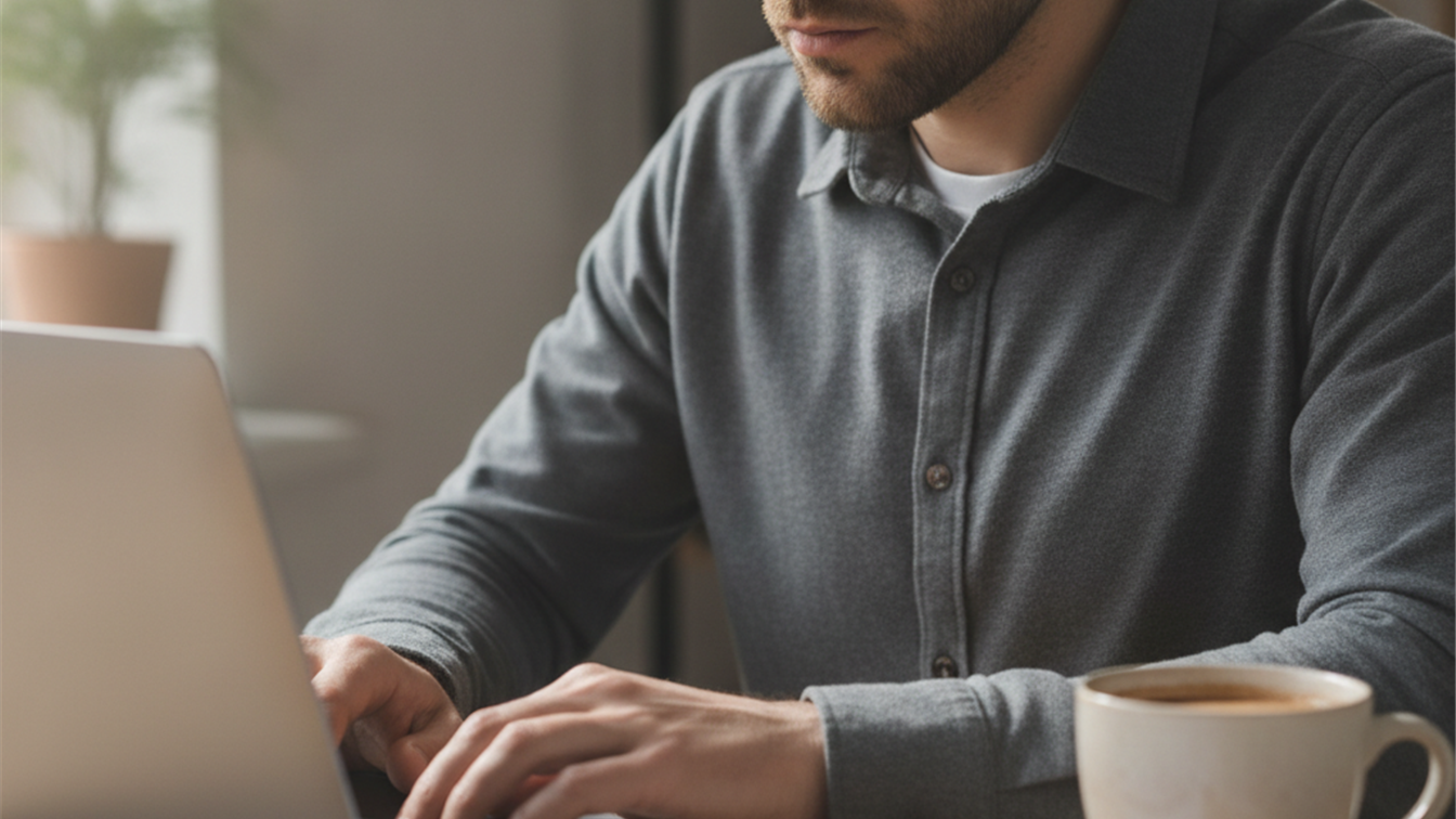 Persona rellenando solicitud de prestacion por desempleo online