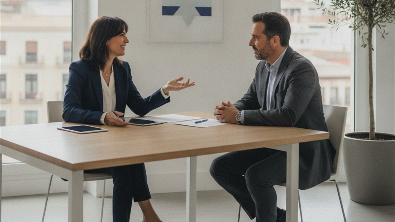 Entrevista de trabajo profesional en oficina española