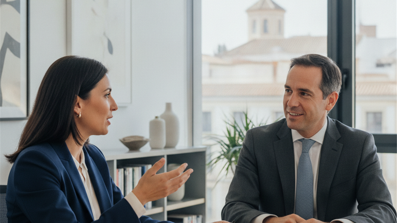 Entrevista de trabajo en oficina moderna en España
