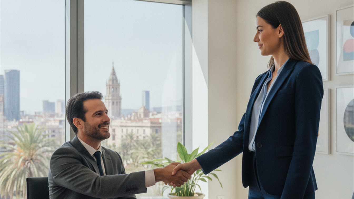 Entrevista de trabajo profesional en oficina moderna en España