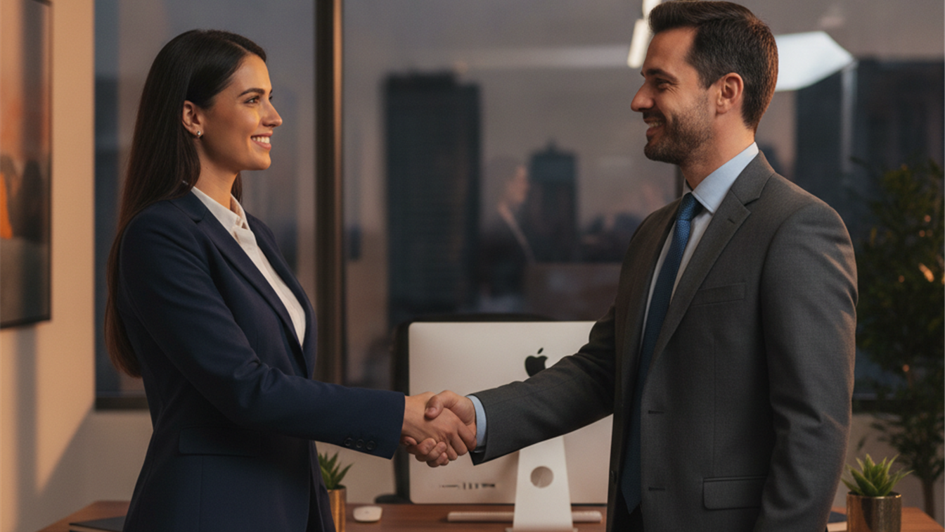 Entrevista de trabajo profesional en oficina moderna en Espana