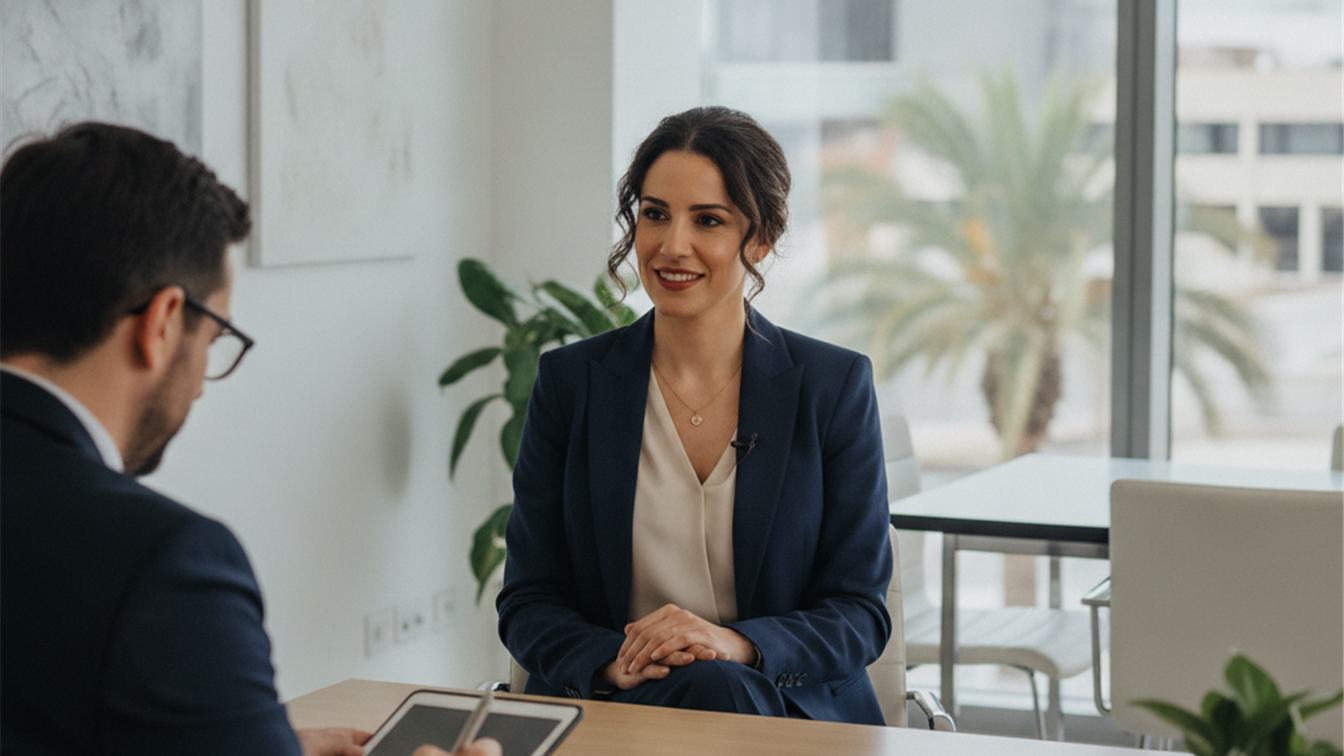 Entrevista de trabajo profesional en oficina moderna en España