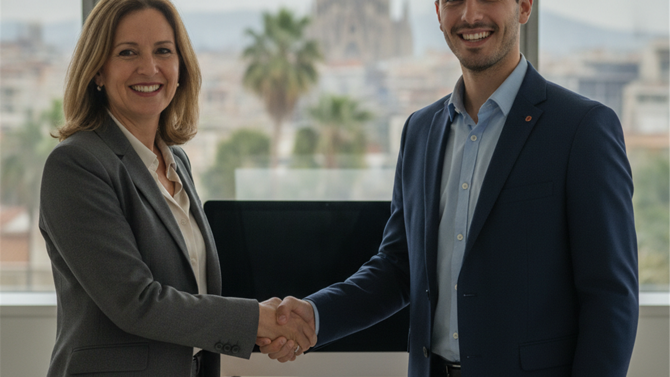 Candidato firmando contrato de trabajo tras entrevista exitosa en España